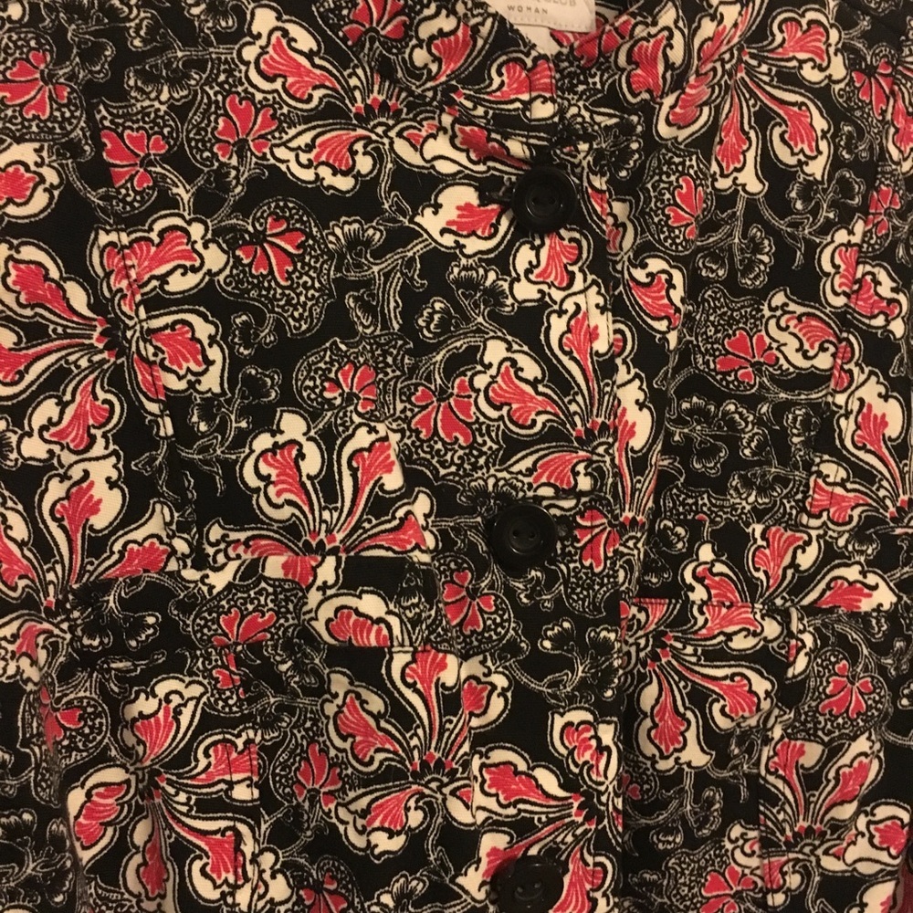 Charter Club Floral Blazer Jacket 1X | Red Black Button Front Business Casual - Picture 4 of 5